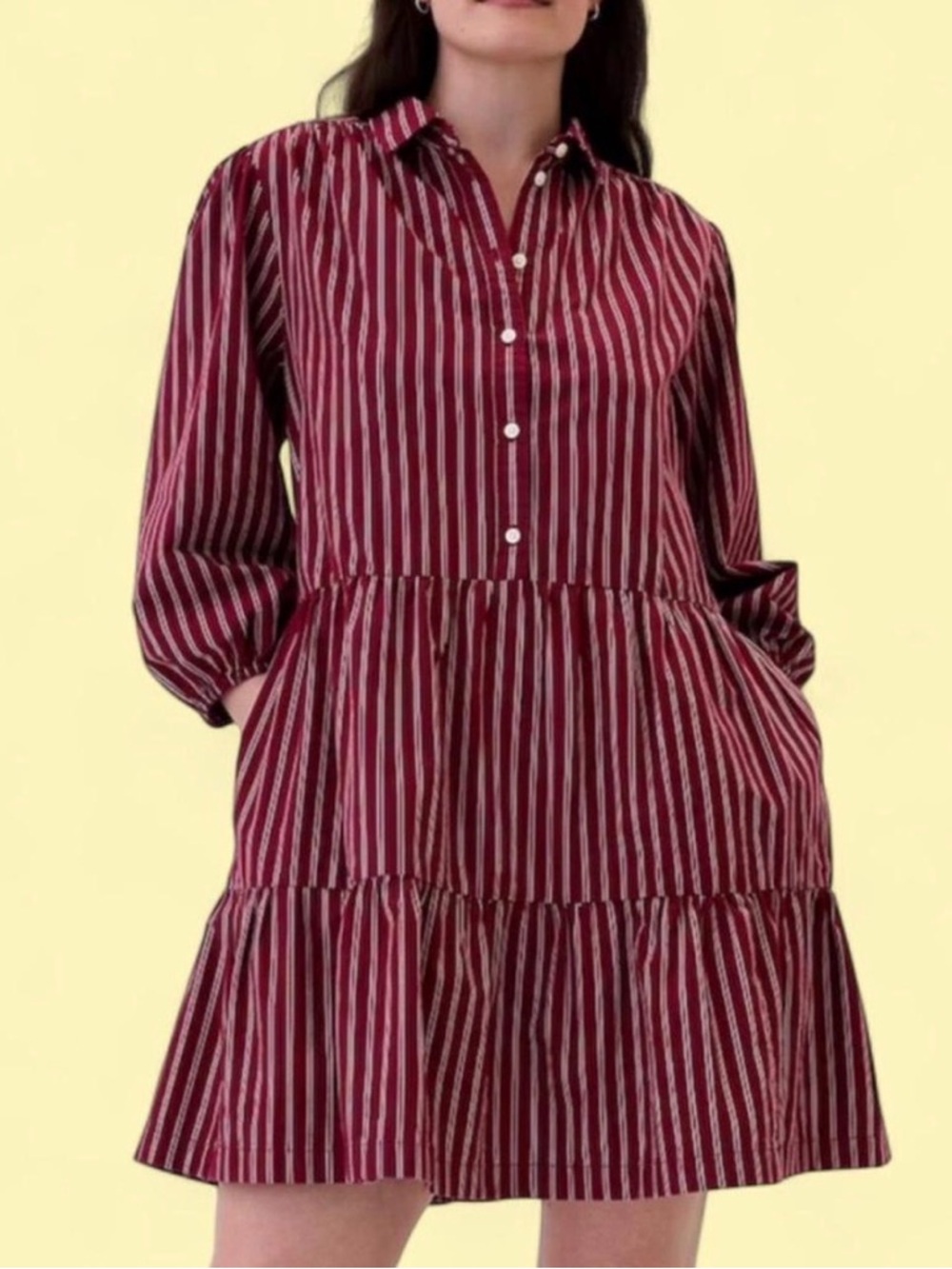 Gap Poplin Tiered Hem Shirtdress, L, NWT